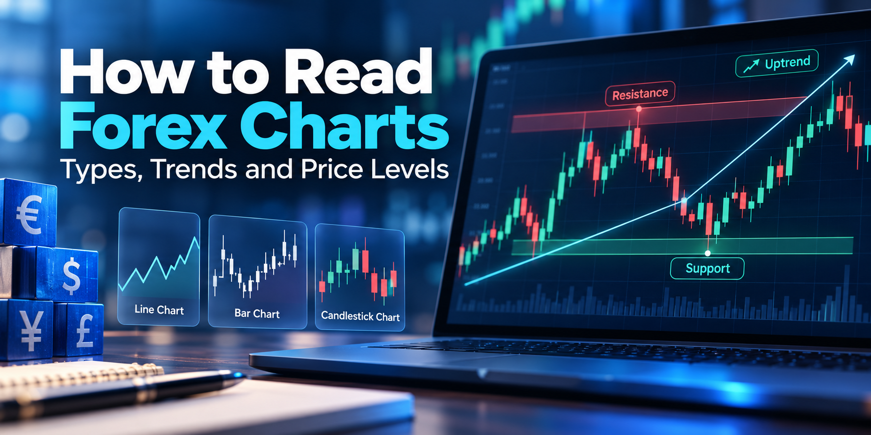 วิธีอ่านกราฟ Forex: ประเภทกราฟ แนวโน้มราคา และระดับราคา